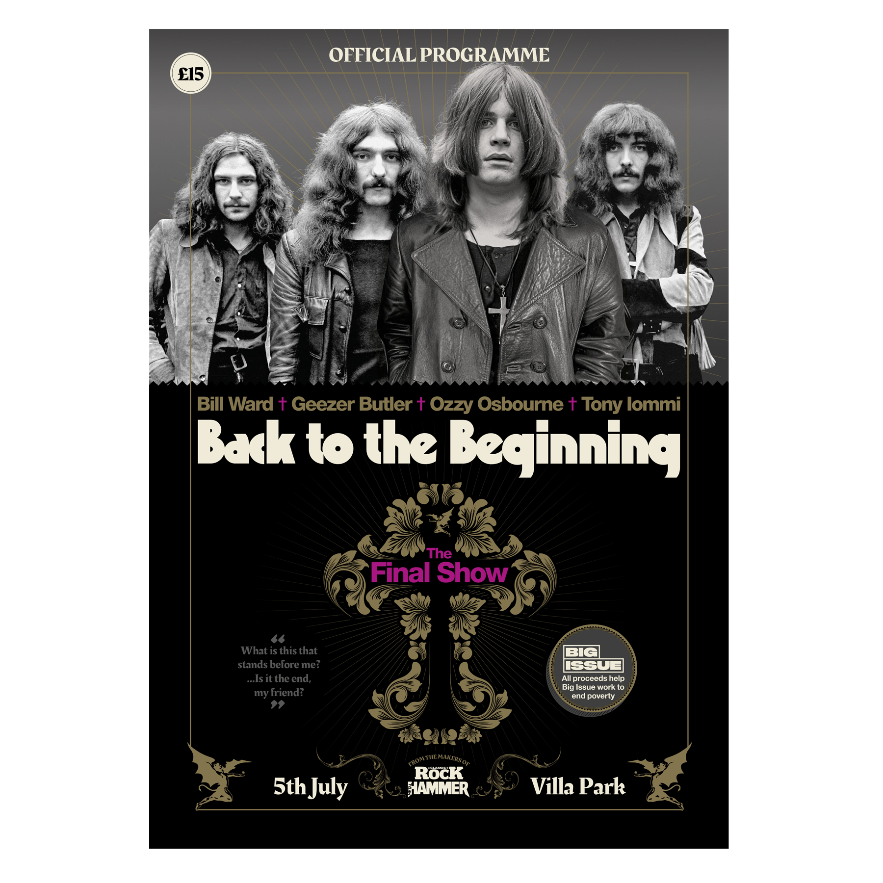 Programme Back Black Sabbath - Black Sabbath: Back to the Beginning Official Programme ...